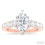 1 ctw Marquise Shape Round Cut Diamond Semi Mount Engagement Ring in 14K Rose and White Gold