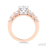 1 ctw Marquise Shape Round Cut Diamond Semi Mount Engagement Ring in 14K Rose and White Gold