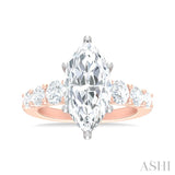 1 1/5 ctw Marquise Shape Round Cut Diamond Semi Mount Engagement Ring in 14K Rose and White Gold