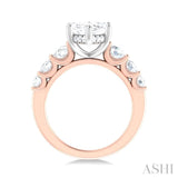 1 1/5 ctw Marquise Shape Round Cut Diamond Semi Mount Engagement Ring in 14K Rose and White Gold