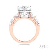 1 1/4 ctw Pear Shape Round Cut Diamond Semi Mount Engagement Ring in 14K Rose and White Gold