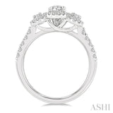 1 Ctw Past Present and Future Round Cut Diamond Engagement Ring With 3/8 Ct Oval Cut Center Stone in 14K White Gold