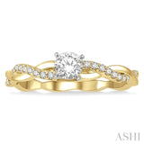 1/10 Ctw Round Center Semi-Mount Diamond Engagement Ring in 14K Yellow and White Gold