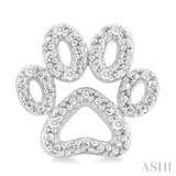 1/20 Ctw Dog Paw Round Cut Diamond Fashion Stud Earring in Sterling Silver