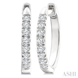 1/4 Ctw Round Cut Diamond Huggie Petite Earrings in 10K White Gold