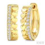 1/10 Ctw Round Cut Diamond Heart Petite Huggie Earrings in 10K Yellow Gold