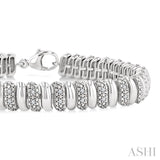 1/6 Ctw Bold Wide Ribbed Round Cut Diamond Pirouette Fashion Bracelet in Sterling Silver