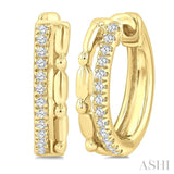 1/10 Ctw Round Cut Diamond Bead Petite Huggie Fashion Earrings in 10K Yellow Gold
