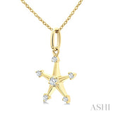 1/10 Ctw Star Round Cut Diamond Petite Fashion Pendant With Chain in 10K Yellow Gold