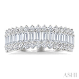 1 1/2 Ctw Wide Baguette and Round Cut Diamond Fashion Band in 14K White Gold