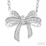 1/6 Ctw Bow Single Cut Diamond Petite Fashion Pendant With Chain in 10K White Gold
