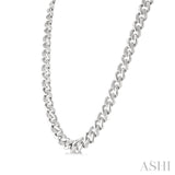 1/4 Ctw Round Cut Diamond Curb & Cuban Necklace in Sterling Silver