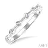 1/10 Ctw Bezel Set Round Cut Diamond Stackable Wedding Band in 14K White Gold