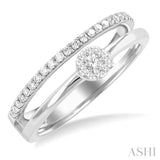 1/4 Ctw Double Row Lovebright Round Cut Diamond Ladies Ring in 10K White Gold