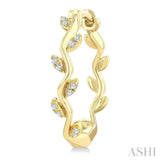 1/10 Ctw Round Cut Diamond Leaf Design Lightweight Hoop Earrings in 10K Yellow Gold