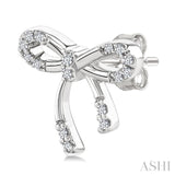 1/10 Ctw Bow Single Cut Diamond Fashion Earrings in Sterling Silver