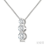 1/4 Ctw Round Cut Diamond Three-Stone Snowman Pendant With Chain in 14K White Gold
