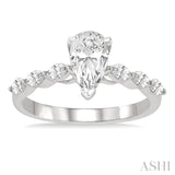 3/8 Ctw Pear Shape Marquise & Round Cut Diamond Semi-Mount Engagement Ring in 14K White Gold