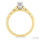 3/8 Ctw Round & Emerald Cut Diamond Engagement Ring With 1/3 Ctw Emerald Cut Center Stone in 14K Yellow and White Gold