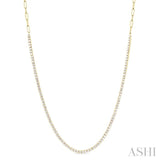 2 5/8 Ctw Round Cut Diamond Paperclip Chain Tennis Necklace in 14K Yellow Gold