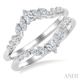 1/2 Ctw Chevron Pear, Marquise and Round Cut Diamond Insert Ring in 14K White Gold