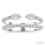 1/2 Ctw Split Twin Row 2-Stone Marquise and Round Cut Diamond Fashion Ring in 14K White Gold