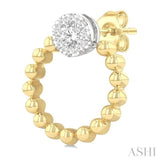 1/4 Ctw Round Cut Diamond Bead Shank Round Shape Lovebright Earrings in 10K Yellow and White Gold