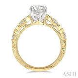 1/2 Ctw Circular Shape Scatter Baguette and Round Cut Diamond Semi-Mount Engagement Ring in 14K Yellow and White Gold