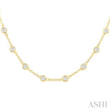 2 Ctw Bezel Set Round Cut Diamond Station Necklace in 14K Yellow Gold