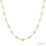 3 Ctw Bezel Set Round Cut Diamond Station Necklace in 14K Yellow Gold