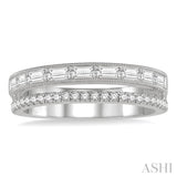 3/8 Ctw Split Baguette and Round Cut Diamond Fashion Band in 14K White Gold