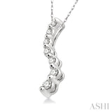 1/4 Ctw Swirl Journey Diamond Pendant in 14K White Gold with Chain