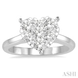 1 Ctw Round Cut Diamond Heart Shape Lovebright Ring in 14K White Gold