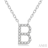 1/20 Ctw Initial 'B' Round Cut Diamond Pendant With Chain in 10K White Gold