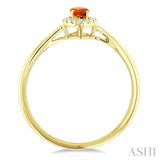5x3 MM Oval Shape Citrine and 1/20 Ctw Round Cut Diamond Halo Semi-Precious Ring in 10K Yellow Gold