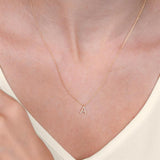1/20 Ctw Initial 'O' Round Cut Diamond Pendant With Chain in 14K White Gold