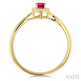 5x3 MM Oval Shape Pink Tourmaline and 1/20 Ctw Round Cut Diamond Halo Semi-Precious Ring in 10K Yellow Gold