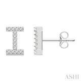 1/10 Ctw Initial 'I' Single Cut Diamond Earrings in 10K White Gold
