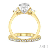 3/4 Ctw Diamond Wedding Set With 5/8 Ctw Baguette & Oval Cut Engagement Ring and 1/6 Ctw Round Cut Diamond Wedding Band in 14K Yellow and White Gold