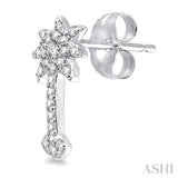 1/4 Ctw Round Cut Diamond Palm Tree Earrings in 10K White Gold