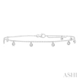 1/10 Ctw Round Charm Round Cut Diamond Station Anklet in 10K White Gold