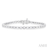 4 1/3 Ctw East-West Bezel Set Emerald Cut Diamond Tennis Bracelet in 14K White Gold