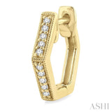 1/8 Ctw Petite Hexagon Round Cut Diamond Fashion Huggies in 10K Yellow Gold