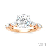 3/4 Ctw Round Shape Marquise and Round Cut Diamond Semi-Mount Engagement Ring in 14K Rose and White Gold