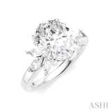 1/2 Ctw Akari Oval Shape Marquise and Round Cut Diamond Semi-Mount Engagement Ring in 14K White Gold