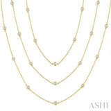 3 Ctw Bezel Set Round Cut Diamond 60-Inch Long Station Necklace in 14K Yellow Gold