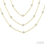 7 Ctw Bezel Set Round Cut Diamond 60-Inch Long Station Necklace in 14K Yellow Gold
