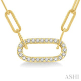 1/4 Ctw Paperclip Round Cut Diamond Pendant With Chain in 14K Yellow Gold