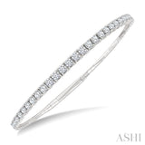 3 Ctw Round Cut Diamond Halfway Graduated Flex Bangle in 14K White Gold