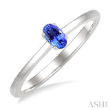 5X3 MM Oval Shape Tanzanite Semi-Precious Solitaire Ring in 14K White Gold